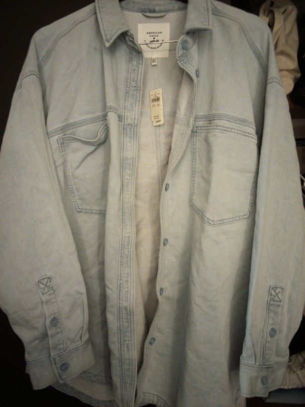 American Eagle Oversized Jean Cardigan