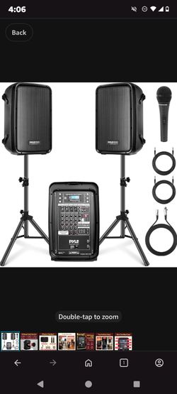 Pyle PA Speaker DJ Mixer Bundle - 300 W Portable Wireless Bluetooth Sound System w/ USB SD XLR 1/4" RCA Inputs - Dual Speaker, Mixer, Microphone, Stan