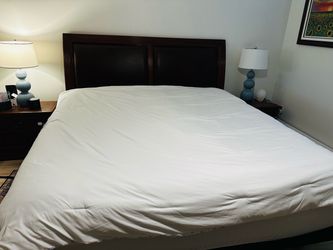 Dark Wood Bed Frame with Headboard