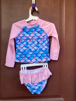 Little Girls Cute Printed Rash Guard Set Sun Protection Swimsuit 2T