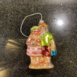Vintage & Rare Blown Glass Mr & Mrs Santa Claus in Beach Outfit 5”