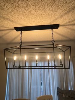Black Metal Linear Lantern Chandelier 5-Light