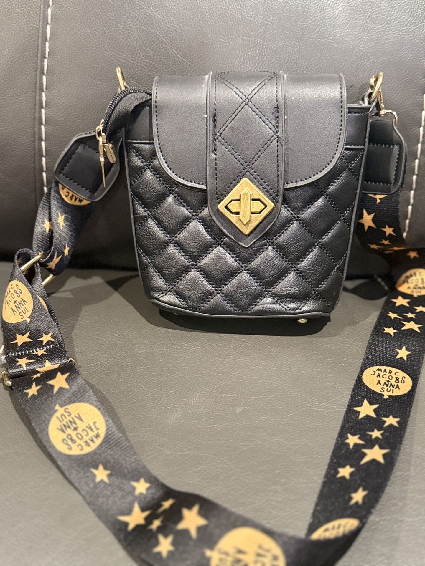 Marc By Jacobs Anna Sui Handbag Shoulder Adjustable Crossbody Bag Black Leather