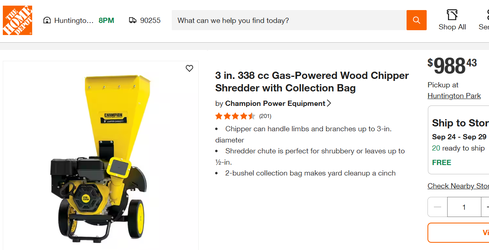 3 inch Wood chipper Gas