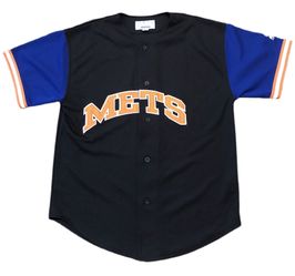 Vintage 90s Starter MLB New York Mets Black Orange blue baseball Jersey M