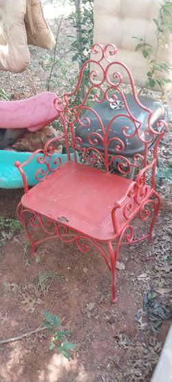 Red metal chairs