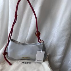 Le Bisou Perle Leather Silver Shoulder Bags