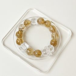 ✨ Natural Crystal Bracelet – Citrine & Clear Quartz ✨