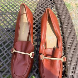 Enzo Angiolini Leather Block Heel Loafers Size 7.5