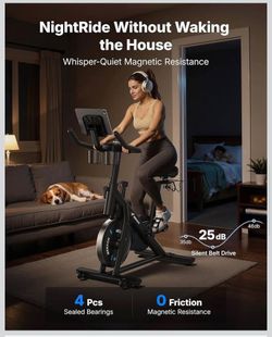 MERACH Exercise Bike, Magnetic Friction Stationary Bike for Home with APP