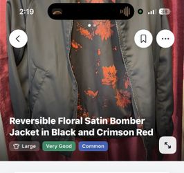 Reversible H&M black and crimson reed roses  bomber jacket