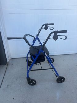 Blue Folding Rollator Walker with Seat