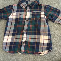 Old Navy Toddler Boy Button Up Plaid Shirt. Size 18-24 Months