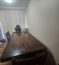 Large Dark Wood Dining Table with Chairs