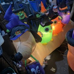 Dog with owls halloween blow up 