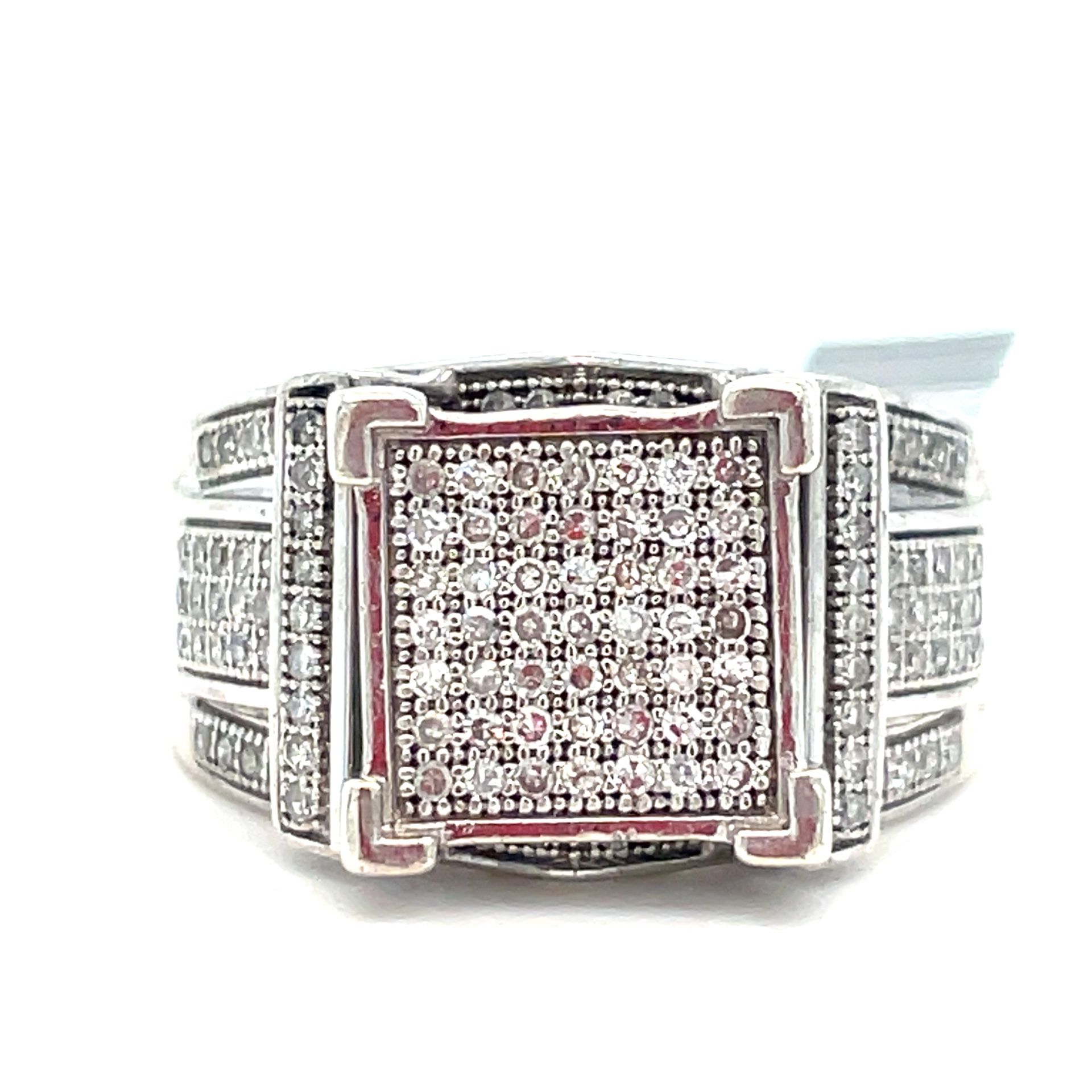 925 Sterling Silver Diamond Cluster Ring 4.90g .38CTW Size 7 194020