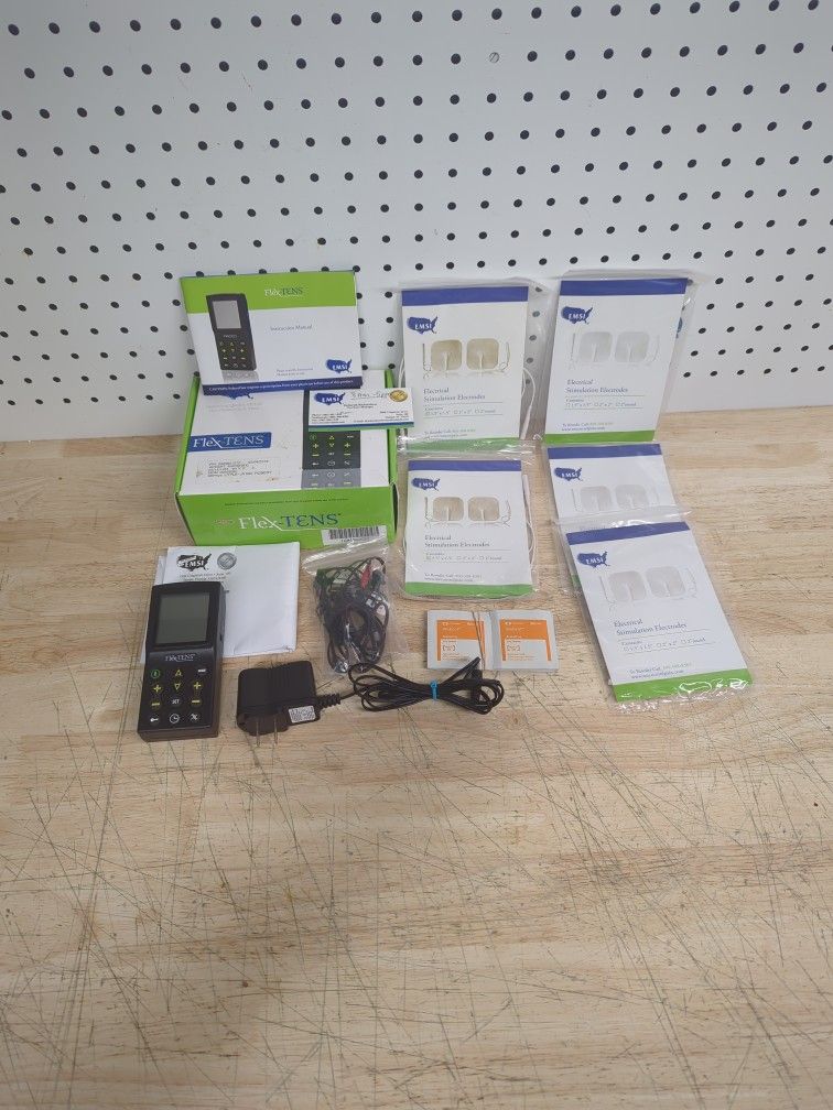 Clean Working EMSI Model Flex-TENS W/ Electrodes & Box