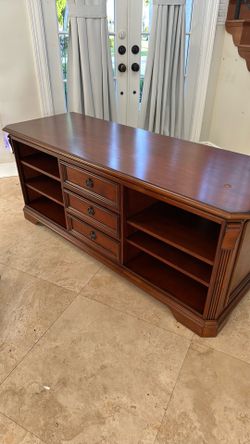 63” solid wood entertainment center