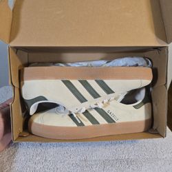 adidas Gazelle ADV Ecru Tint, Focus Olive & Gum Skate Shoes