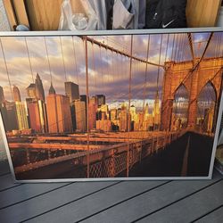 Canvas Painting Bridge and City View