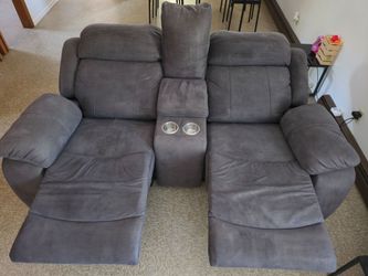 Gray Fabric Reclining Loveseat