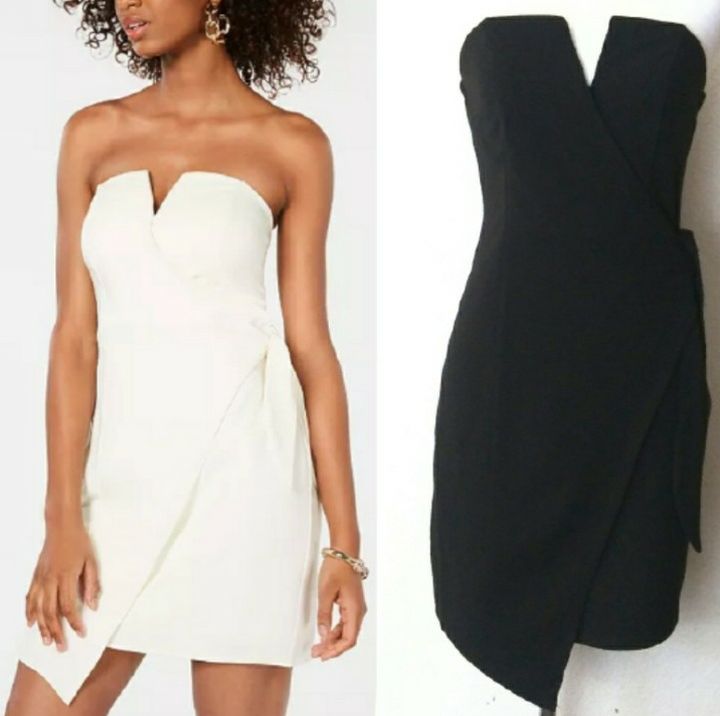 women's TRIXXI strapless split neck asymmetric knot sheath dress Size Medium