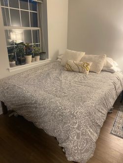 Queen bed frame and mattress