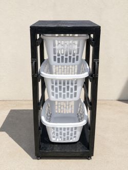 Custom Wooden rolling Laundry Basket