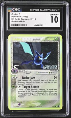 Pokémon 2005 Ex Delta Species Crobat Reverse Holo Cgc 10 Gem Mint