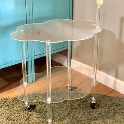 Cute Acrylic Storage Cart with Wheels, Cloud Shape, Side Table, Nightstand, Coffee Table, Bathroom Storage Cart.