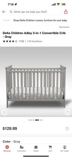 Delta Children Crib (Gray)
