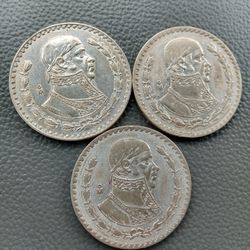 3 Silver Mexican Dollar Pesos Various Dates