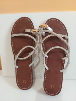 Rhinestone Strap Flat Sandals Size 41