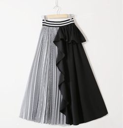 Ruffle and Pleated Black and white skirt