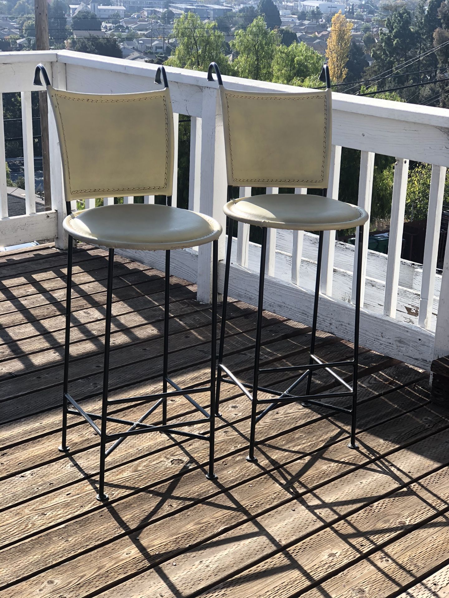 Leather bar stool set