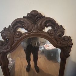 Vintage Brown Wooden Mirror 