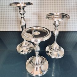 Pottery Barn Taper/Pillar Candle Holder Set of 3 -10” 8” 6.5” Metal Candlestick