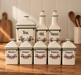 Vintage Ceramic Spice Jar and Canister Set