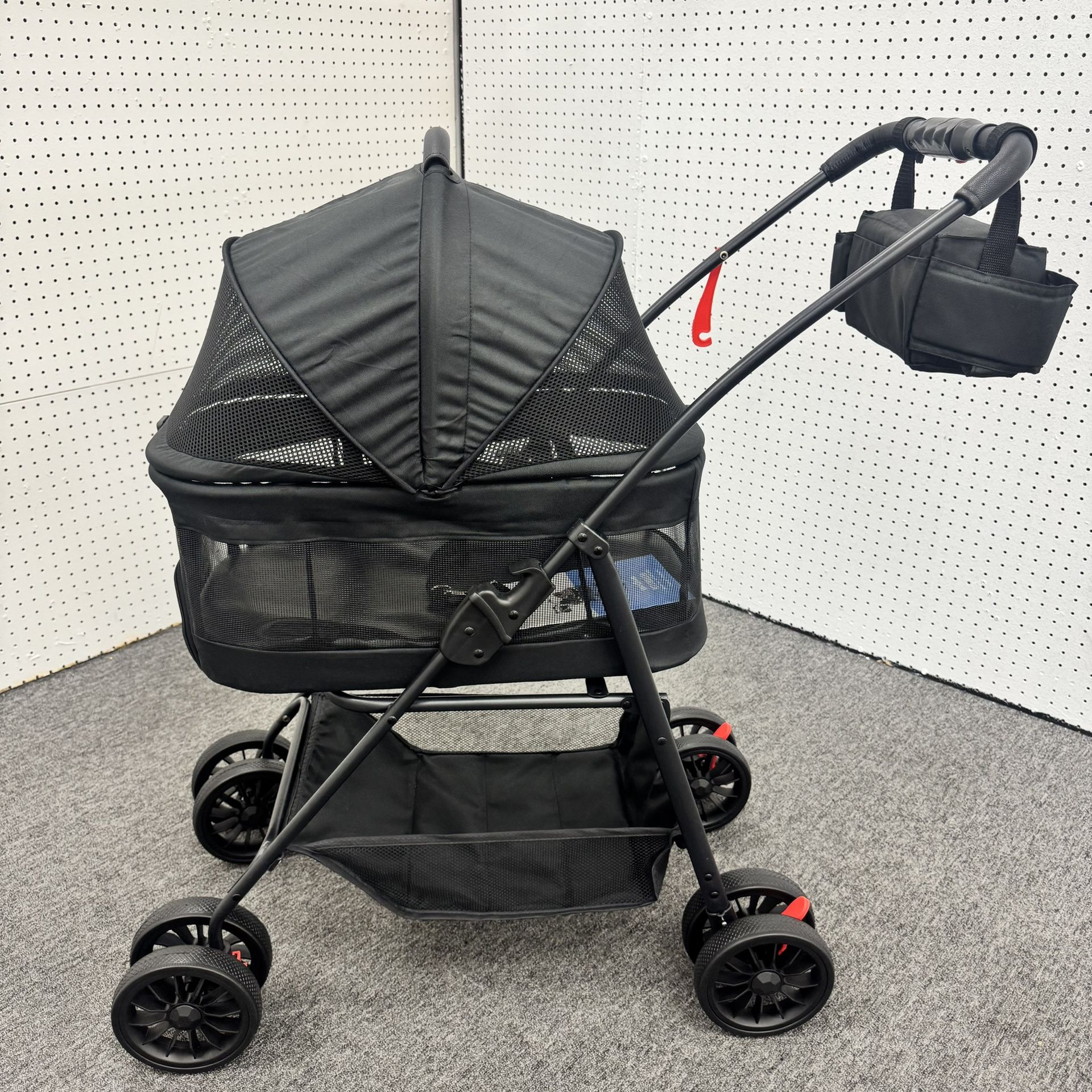 Black Pet Stroller for Small Dogs with Detachable Carrier, Max Load 55 lbs, Easy Folding, Compact Portable, Dog Carriage Cart Car Seat 3 in 1