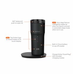 Ember Travel Mug 2 Stainless Steel Plastic, 12 oz, Black