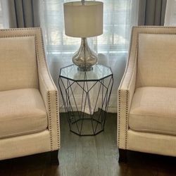 Abbyson Home Adrienne Accent Chairs In ivory/White (Set of 2), LIKE NEW