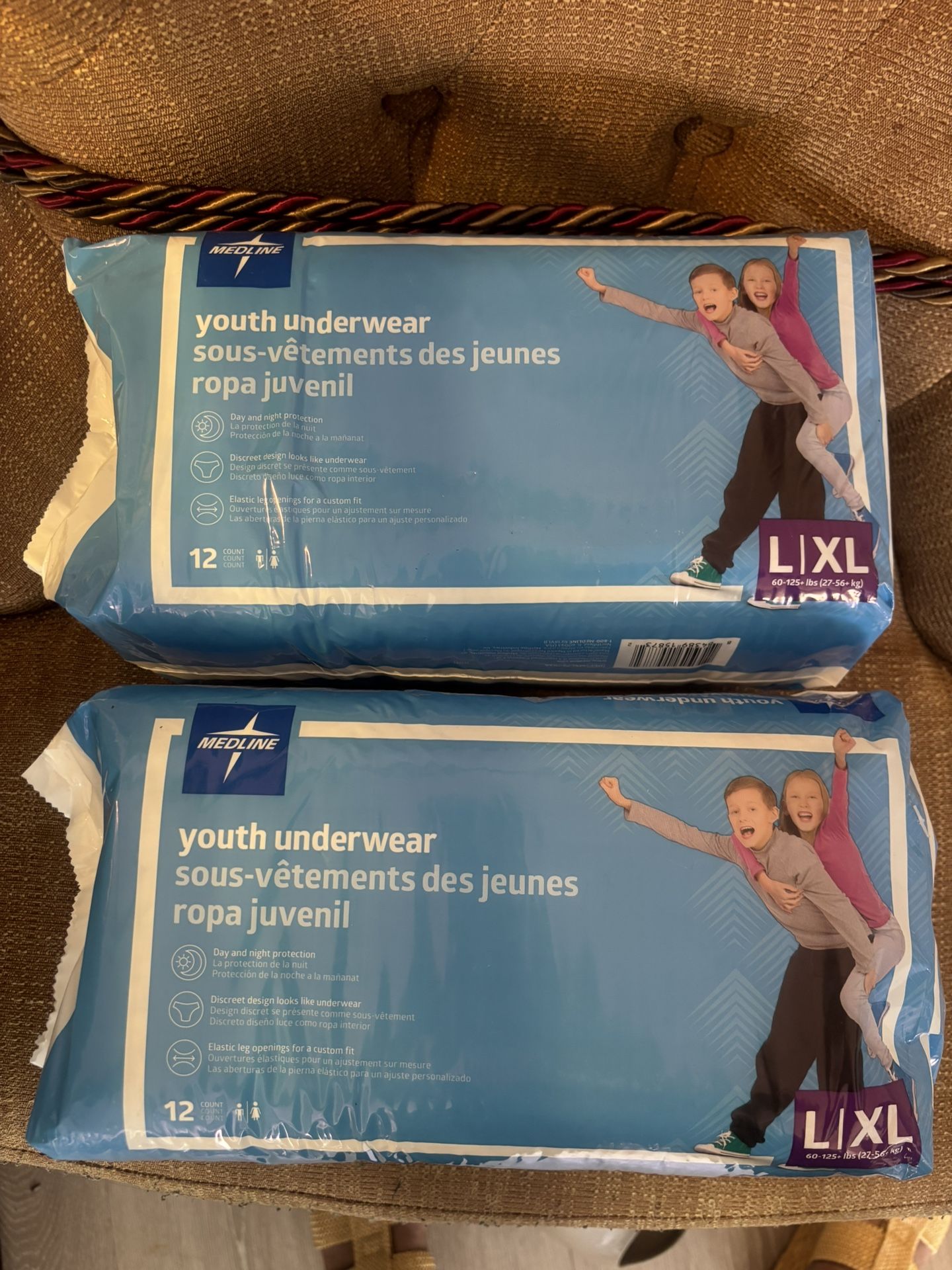 Medline Drytime Disposable Protective Youth Underwear, Large/XL, 12 Count (2-Packs