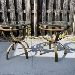 Two Metal Side Tables 18”1/2D X 21”H In Good Condition $30 Both Firm On Price