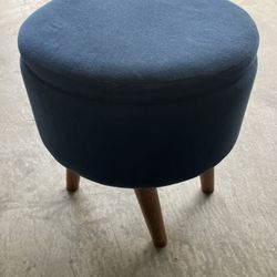 Blue Velvet Storage Ottoman