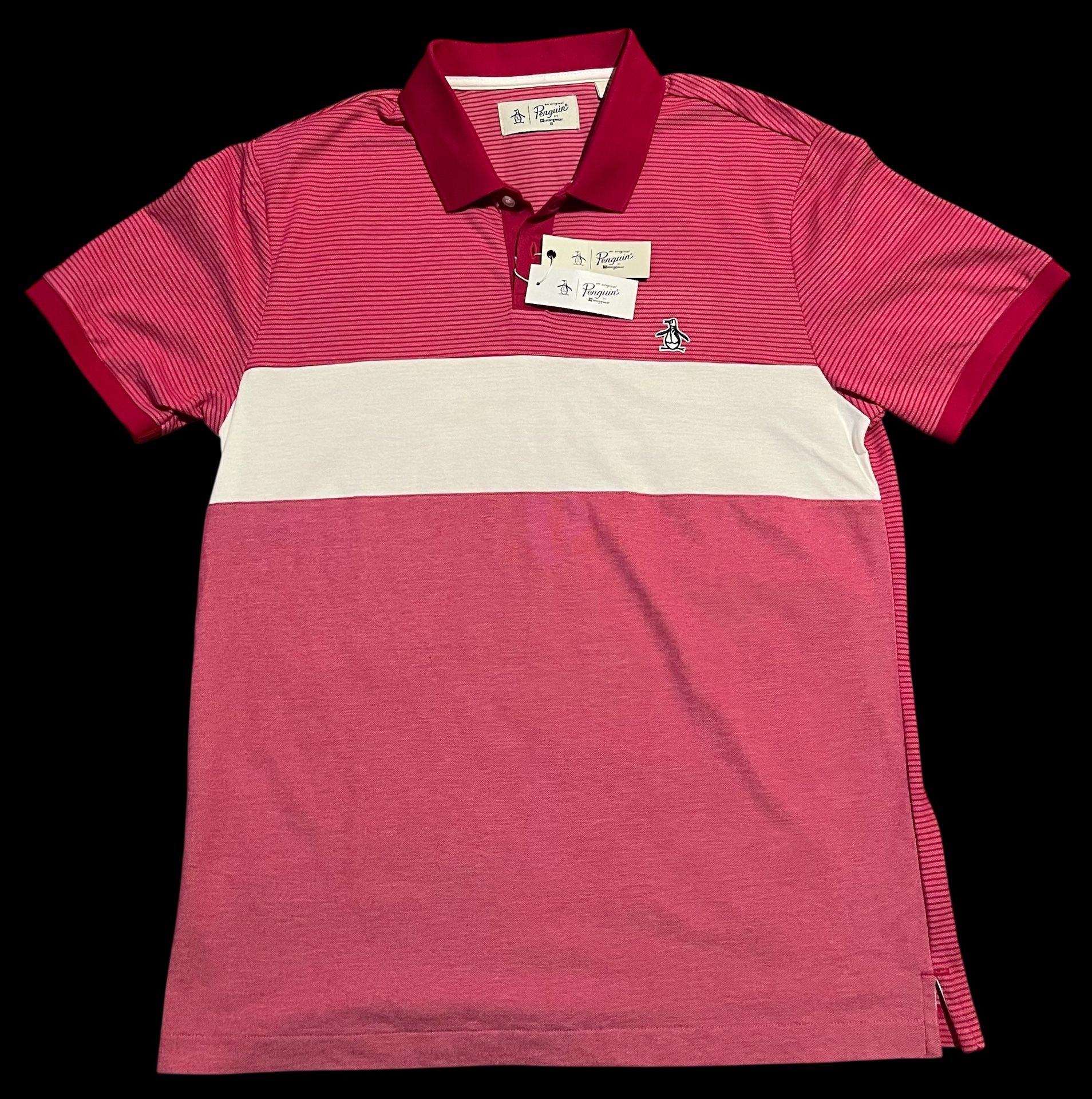 Original Penguin Men’s Birdseye Color block Polo Shirt Size Large NWT
