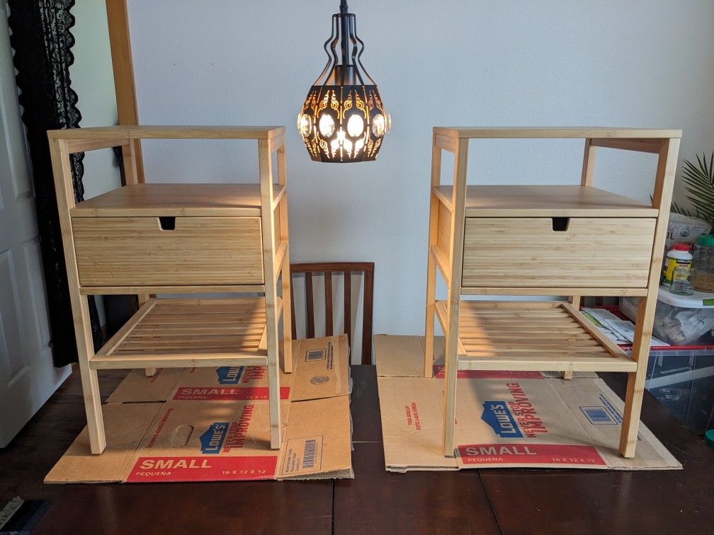 Pending pickup 2 IKEA NORDKISA Nightstands, bamboo