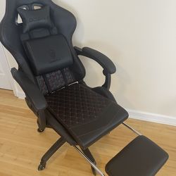 DOWNIX RECLINING GAMING OFFICE CHAIR SET (BLACK/WHITE)