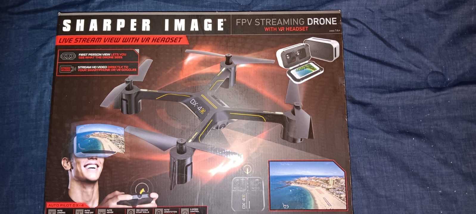 Sharper Image DX-4 HD Video FPV Streaming Drone with VR Headset.