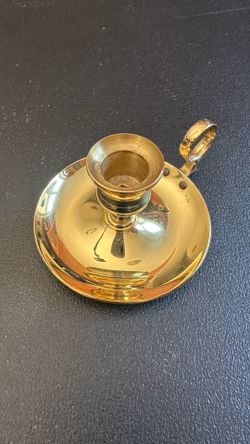 Brass Candle Holder Chamberstick - Gold Finish