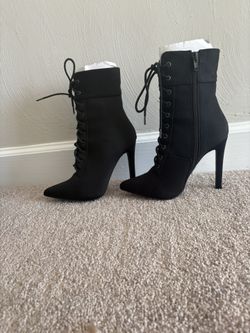 Black Laced Heels Booties Size 6